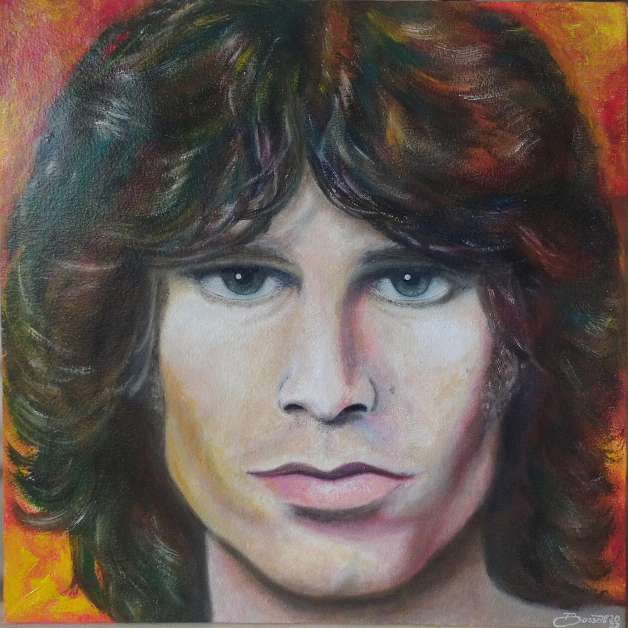 &quot;El rey lagarto&quot;. Tributo a Jim Morrison. Oleo sobre tela. 50 x 50 cm.