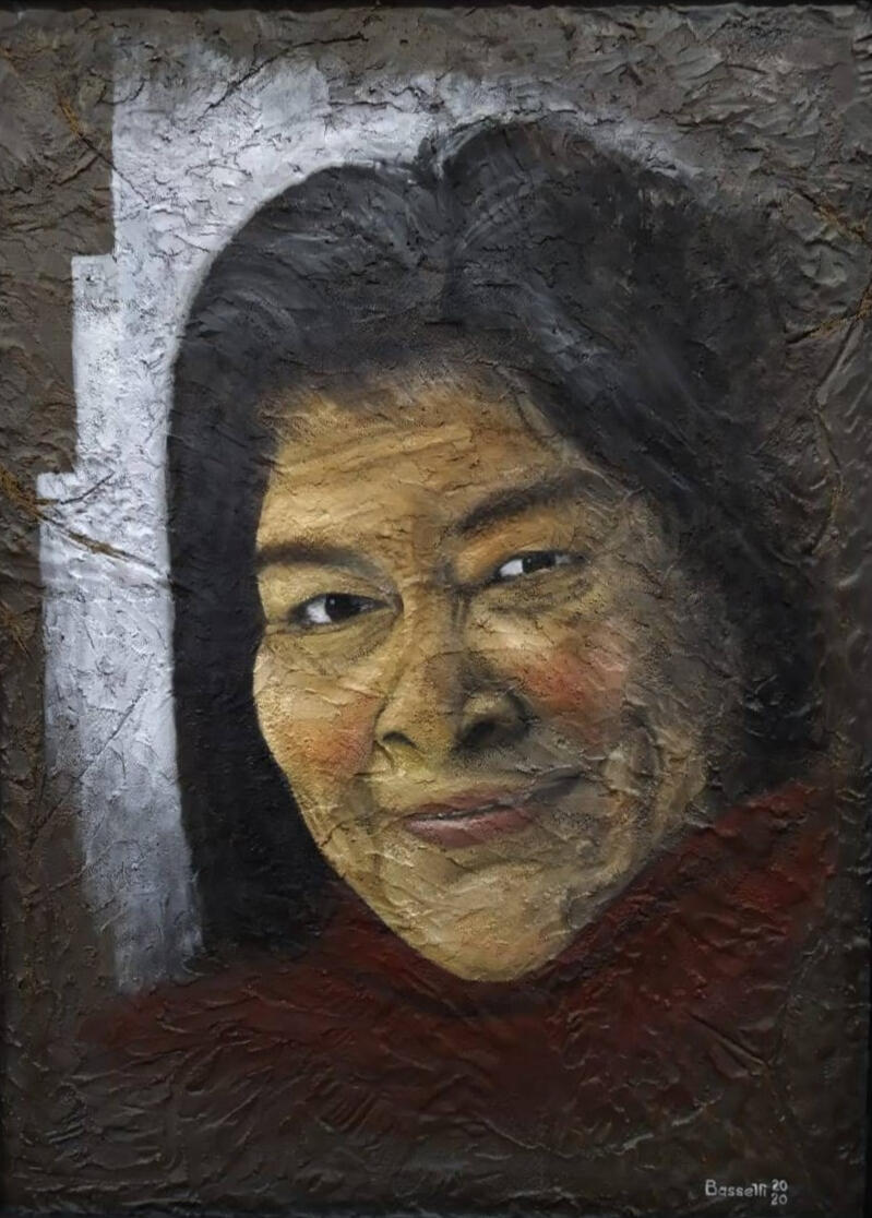 "la voz de nuestra tierra". Homenaje a Mercedes Sosa. Óleo sobre simil adobe. 92 x 68 cm