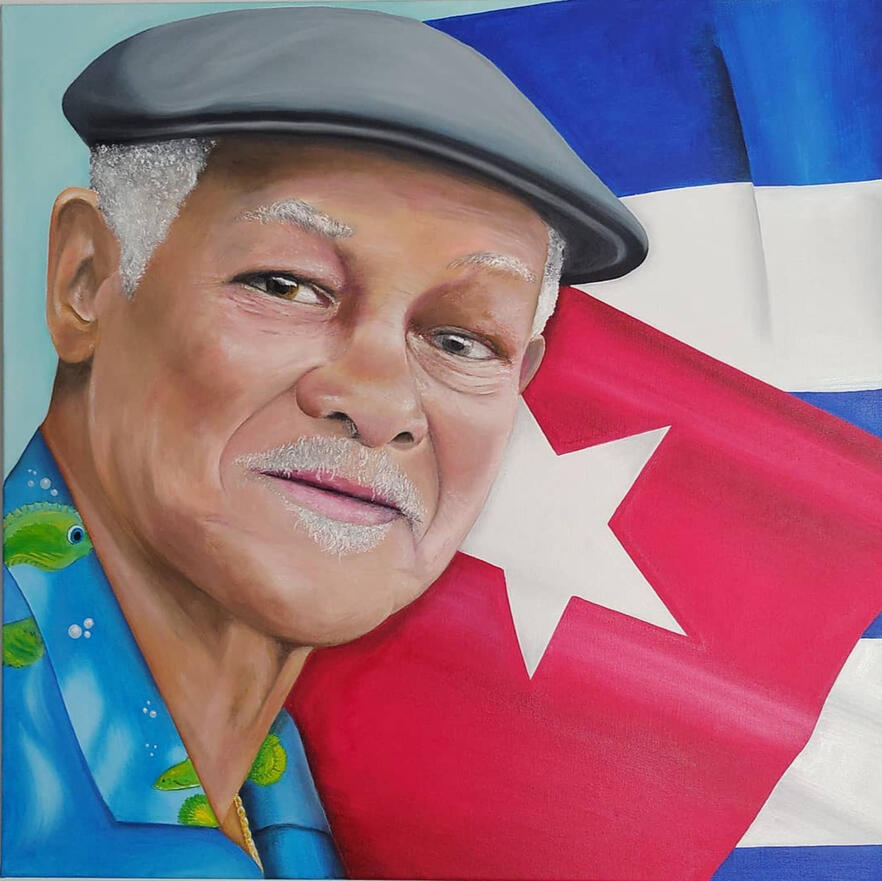 &quot;El buen hermano&quot;. Homenaje a Ibrahim Ferrer. Triptico &quot;Buena vista social club&quot;. oleo sobre tela. 70 x 70 cm