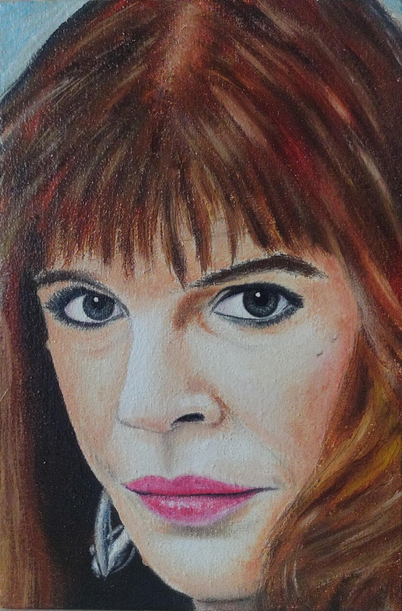 &quot;Fabiana Cantilo&quot;. Oleo sobre tela. 20 x 30 cm.