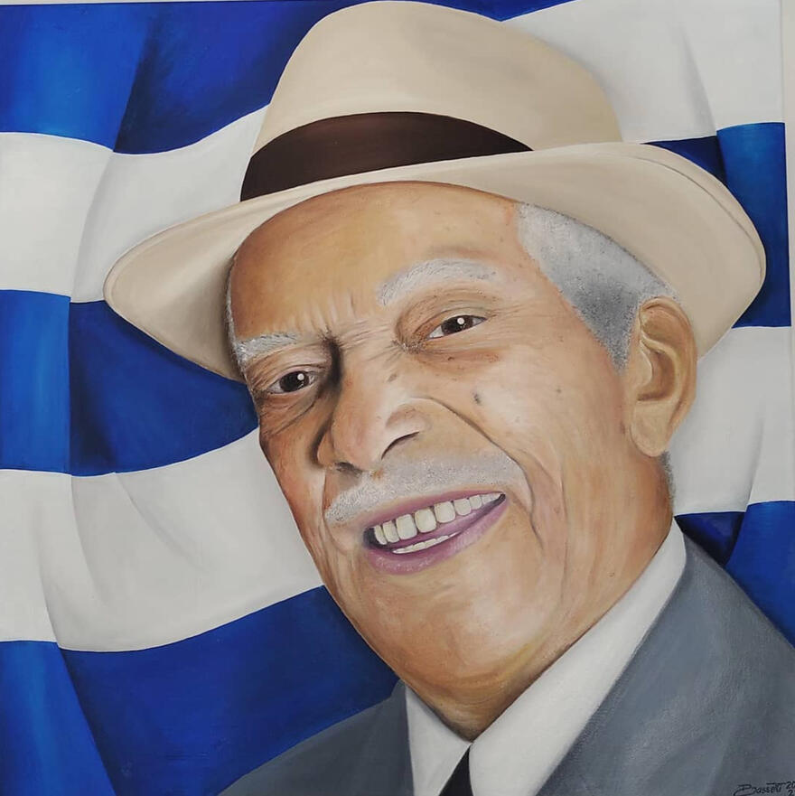 &quot;Compay el armonico&quot;. Homenaje a Compay Segundo. Triptico &quot;Buena vista social club&quot;. oleo sobre tela. 70 x 70 cm