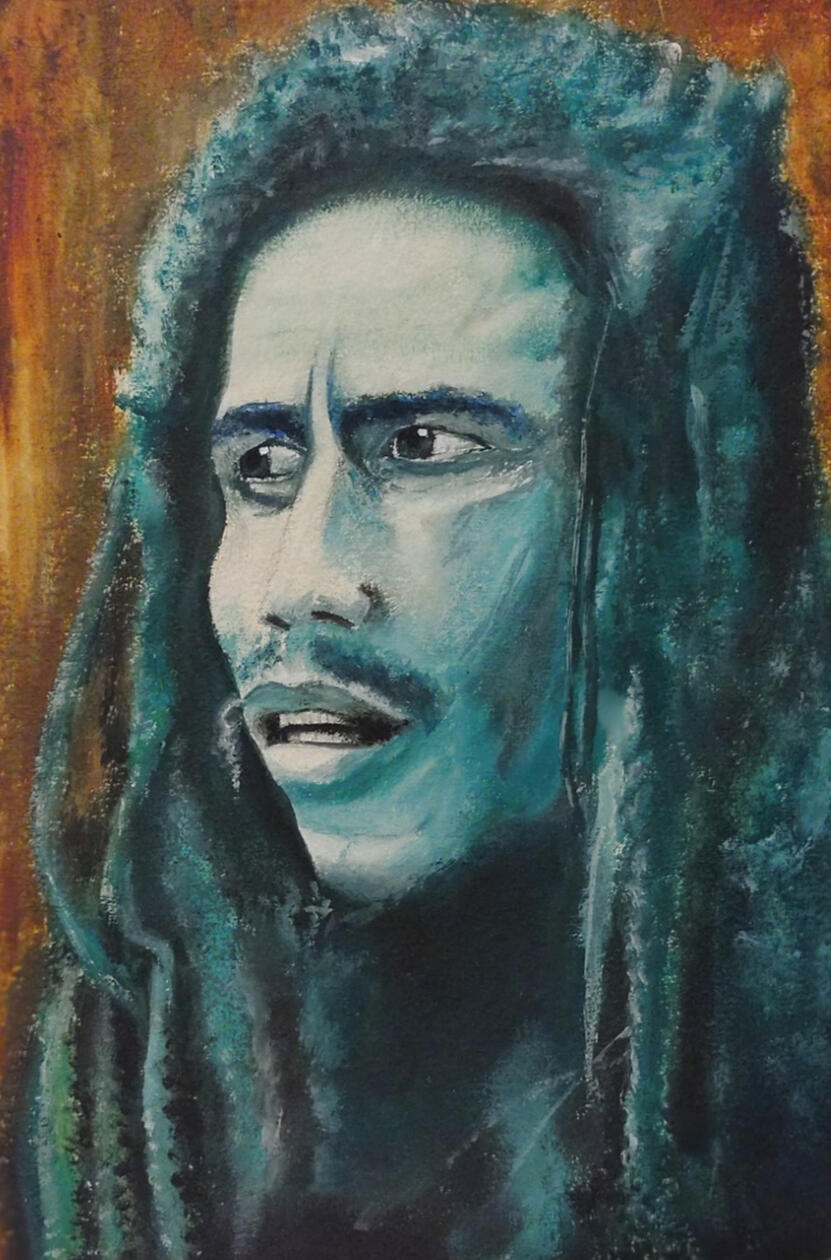 &quot;Bob Marley&quot;. Oleo sobre tela. 20 x 30 cm.