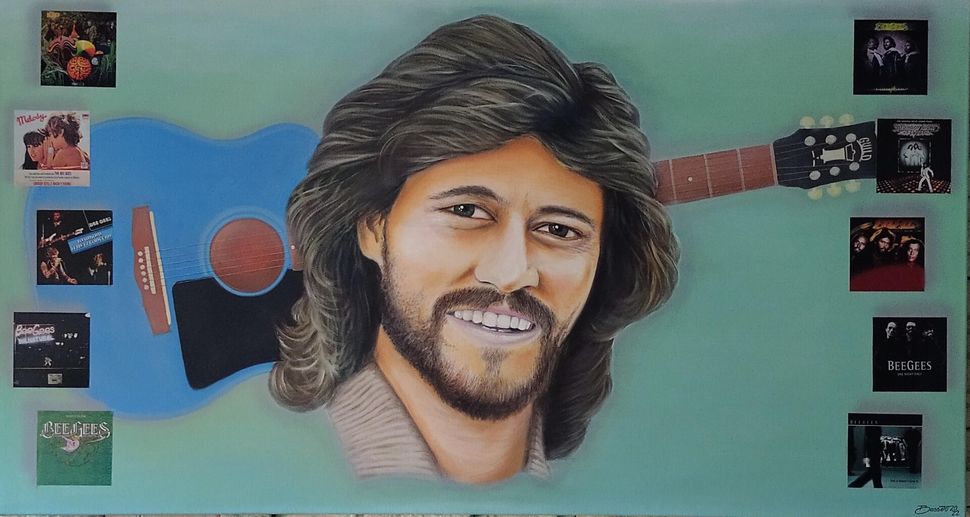 Homenaje a Barry Gibb. Óleo sobre tela. 140 x 70 cm.