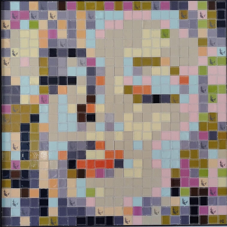 "For ever Marilin". acrilico sobre negativos fotograficos. 90 x 90 cm